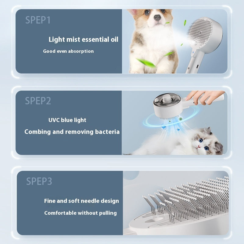 Self-Cleaning Steam Pet Grooming Brush – Dog & Cat Hair Remover